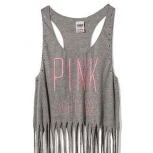 VS PINK Graphic Tank w/ Fringe Bottom